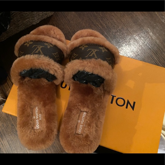 Louis Vuitton Shoes | Louis Vuitton Cognac Brown Mink Monogram Slides | Poshmark